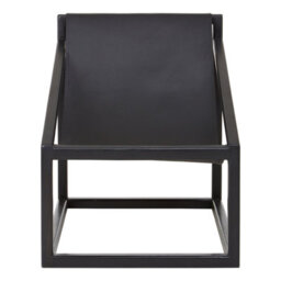 Orsina Black Cubic Frame Chair,wooden Recliner Chair With Leather Sling,patio Chair For Outdoor Use,black Armchair - thumbnail 1