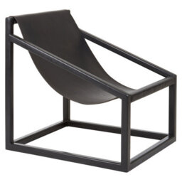 Orsina Black Cubic Frame Chair,wooden Recliner Chair With Leather Sling,patio Chair For Outdoor Use,black Armchair - thumbnail 3