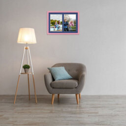 AK Frames 20X14 Pastel Pink Modern Multi Photo Frame With Blue Mount - Holds 2 Apertures (2X) A4 Photos - thumbnail 3