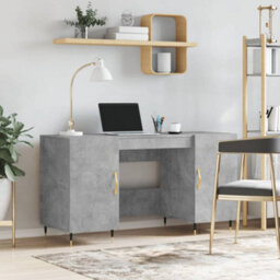 Berkfield Desk Concrete Grey 140X50X75 Cm Engineered Wood - thumbnail 1
