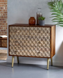 Buttercup Farm Edison 4 Drawer Chest - Solid Mango Wood - L40 X W85 X H80 Cm - thumbnail 6