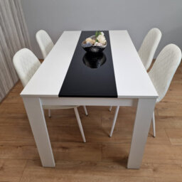 Kosy Koala Dining Table Set White And Black Table With 4 White Gem Pattern Chairs Dining Room Furniture - thumbnail 7