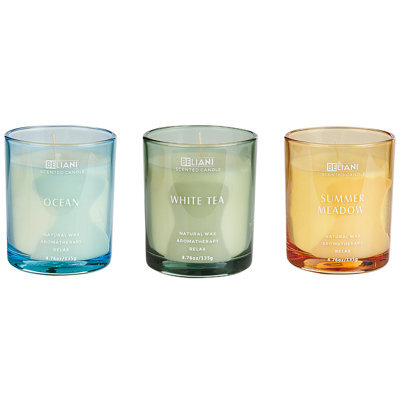 Beliani Set Of 3 Scented Candles Sheer Joy Soy Wax Fresh Notes - image 1