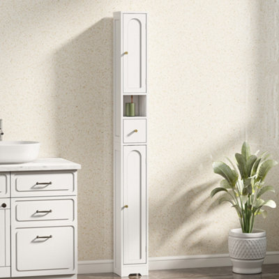 Homcom 20Cm Slim Bathroom Storage Cabinet With Adjustable Shelves White - image 1