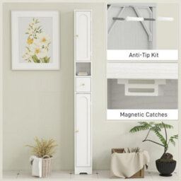 Homcom 20Cm Slim Bathroom Storage Cabinet With Adjustable Shelves White - thumbnail 7