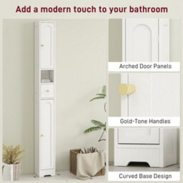 Homcom 20Cm Slim Bathroom Storage Cabinet With Adjustable Shelves White - thumbnail 6