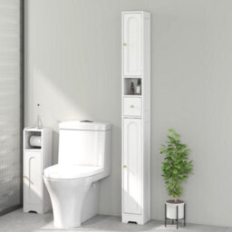 Homcom 20Cm Slim Bathroom Storage Cabinet With Adjustable Shelves White - thumbnail 8