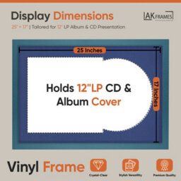 "AK Frames 25X17"" Navy Blue Modern Vinyl Record Frame With Blue Mount For 12 Inch Lp Cover & Disc - Overlapped Design" - thumbnail 2
