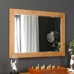 The Furniture Market Solid Oak Large Wall Mirror 108Cm X 78Cm - Natural Oak Finish