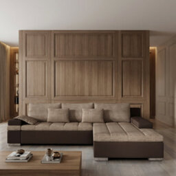 Bangkok Corner Sofa Bed With Storage And Sleeping Function Metal Legs Wooden Frame Foam Filling Light Brown And Brown Right - thumbnail 2