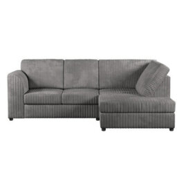 Furnishings For Less UK Luxor Grey Jumbo Cord 4 Seater Corner Sofa Right Hand Facing - Full Back - thumbnail 1