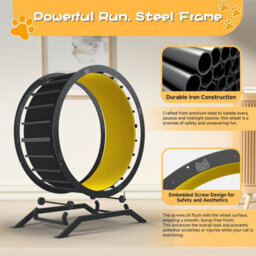 Gtplayer Cat Wheel 90 Cm Metal Large Cats Exercise Running Wheel For Indoor Cats With Teaser Removable Carpet Cat Treadmill,yellow - thumbnail 6
