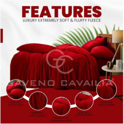 Gc Gaveno Cavailia Teddy Bear Fleece King Red Duvet Set With Matching Pillowcase Fluffy Warm & Cosy Super Soft Bedding Set - thumbnail 2