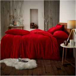 Gc Gaveno Cavailia Teddy Bear Fleece King Red Duvet Set With Matching Pillowcase Fluffy Warm & Cosy Super Soft Bedding Set - thumbnail 1