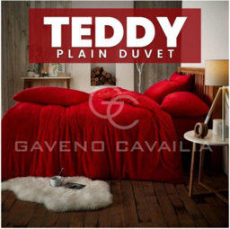 Gc Gaveno Cavailia Teddy Bear Fleece King Red Duvet Set With Matching Pillowcase Fluffy Warm & Cosy Super Soft Bedding Set - thumbnail 6