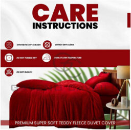 Gc Gaveno Cavailia Teddy Bear Fleece King Red Duvet Set With Matching Pillowcase Fluffy Warm & Cosy Super Soft Bedding Set - thumbnail 4