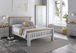 Save On Goods UK 5Ft King Size Real Oak & Light Grey Solid,strong,wood Bed Frame.wooden Bedstead - thumbnail 2