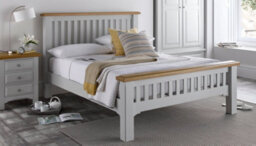 Save On Goods UK 5Ft King Size Real Oak & Light Grey Solid,strong,wood Bed Frame.wooden Bedstead - thumbnail 1