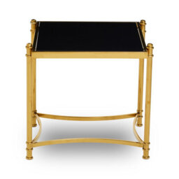 Orsina Modern Black And Gold Side Table, Stylish Gold Finished Stainless Steel Bedside Table - thumbnail 1