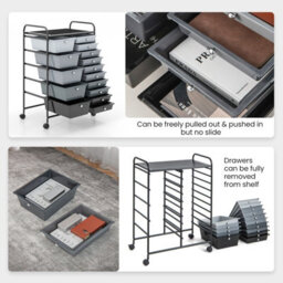 Costway 15-Drawer Storage Trolley Mobile Organiser Shelving Unit Utility Cart Gradient Black - thumbnail 6