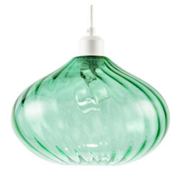 Happy Homewares Modern Designer Emerald Green Line Twisted Glass Pendant Light Shade