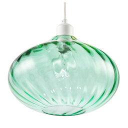 Happy Homewares Modern Designer Emerald Green Line Twisted Glass Pendant Light Shade - thumbnail 4