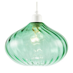 Happy Homewares Modern Designer Emerald Green Line Twisted Glass Pendant Light Shade - thumbnail 2