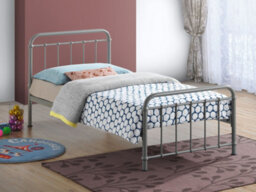 Save On Goods UK 3Ft Single Light Grey Tubular Steel Metal Retro Victorian Bed Frame Bedstead