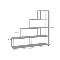 4-Shelf Industrial Bookshelf In Black Metal Black - Sweeek - thumbnail 7