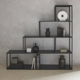 4-Shelf Industrial Bookshelf In Black Metal Black - Sweeek - thumbnail 3