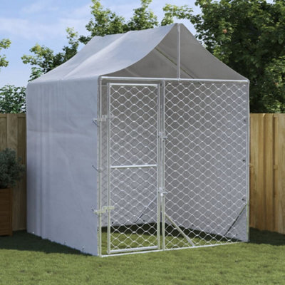 Berkfield Outdoor Dog Kennel With Roof Silver 2X2X2.5 M Galvanised Steel - image 1