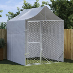 Berkfield Outdoor Dog Kennel With Roof Silver 2X2X2.5 M Galvanised Steel - thumbnail 1