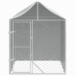 Berkfield Outdoor Dog Kennel With Roof Silver 2X2X2.5 M Galvanised Steel - thumbnail 3