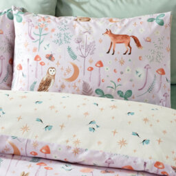 Catherine Lansfield Enchanted Twilight Animals Reversible Double Duvet Cover Set With Pillowcases Lilac - thumbnail 3