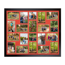 AK Frames 80X70Cm Matte Black Modern Multi Photo Frame With Poppy Red Mount - Holds 20 Apertures (18X) 6X4, (2X) 4X4 Photos - thumbnail 1