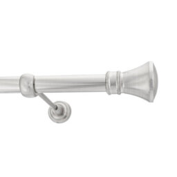 Toolty Inox Metal Curtain Pole 25mm With Finials Rod Classic Brackets Liberty 145Cm