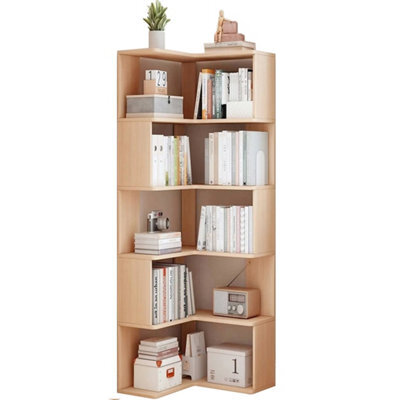 5 Tier Corner Wooden Bookcase Freestanding Display Shelf Home Storage Organizer - image 1