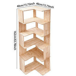 5 Tier Corner Wooden Bookcase Freestanding Display Shelf Home Storage Organizer - thumbnail 2