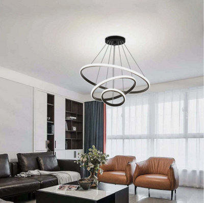 60W Led Ceiling Light Dinninglamp Dimmable Modern Chandelier Living Room 3-Rings - image 1