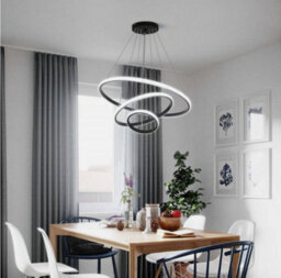 60W Led Ceiling Light Dinninglamp Dimmable Modern Chandelier Living Room 3-Rings - thumbnail 3