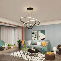 60W Led Ceiling Light Dinninglamp Dimmable Modern Chandelier Living Room 3-Rings - thumbnail 5