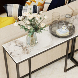 Fativo 100Cm Long Slim Hallway Console Table Sintered Stone Marble Table Metal Narrow Modern Table - thumbnail 3