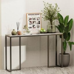 Fativo 100Cm Long Slim Hallway Console Table Sintered Stone Marble Table Metal Narrow Modern Table