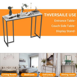 Fativo 100Cm Long Slim Hallway Console Table Sintered Stone Marble Table Metal Narrow Modern Table - thumbnail 4