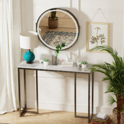 Fativo 100Cm Long Slim Hallway Console Table Sintered Stone Marble Table Metal Narrow Modern Table - thumbnail 6