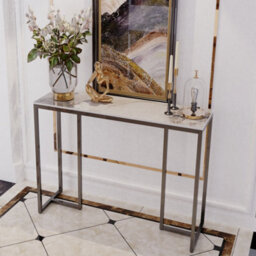 Fativo 100Cm Long Slim Hallway Console Table Sintered Stone Marble Table Metal Narrow Modern Table - thumbnail 8