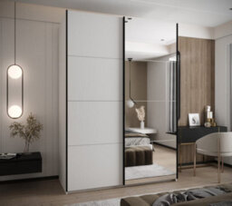 Arte Elegant Trosa Iii Sliding Door Wardrobe H2450mm W1800mm D640mm Mirrored Door, Ten Shelves, Hanging Rail, White Finish - thumbnail 2
