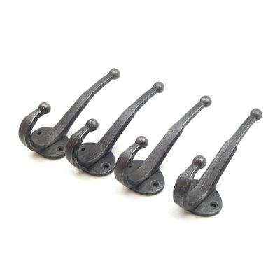 Oakcrafts - Antique Cast Iron Contemporary Coat Hook - Pack Of 4 Hooks - image 1