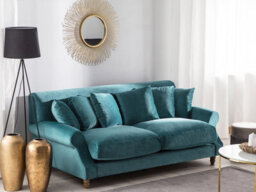 Beliani Sofa 2 Seater Eike Velvet Teal - thumbnail 2