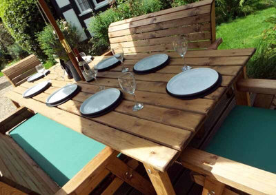 Charles Taylor Trading Eight Seater Rectangular Table Set With Cushion - W340 X D216 X H98 - Fully Assembled - Green - image 1
